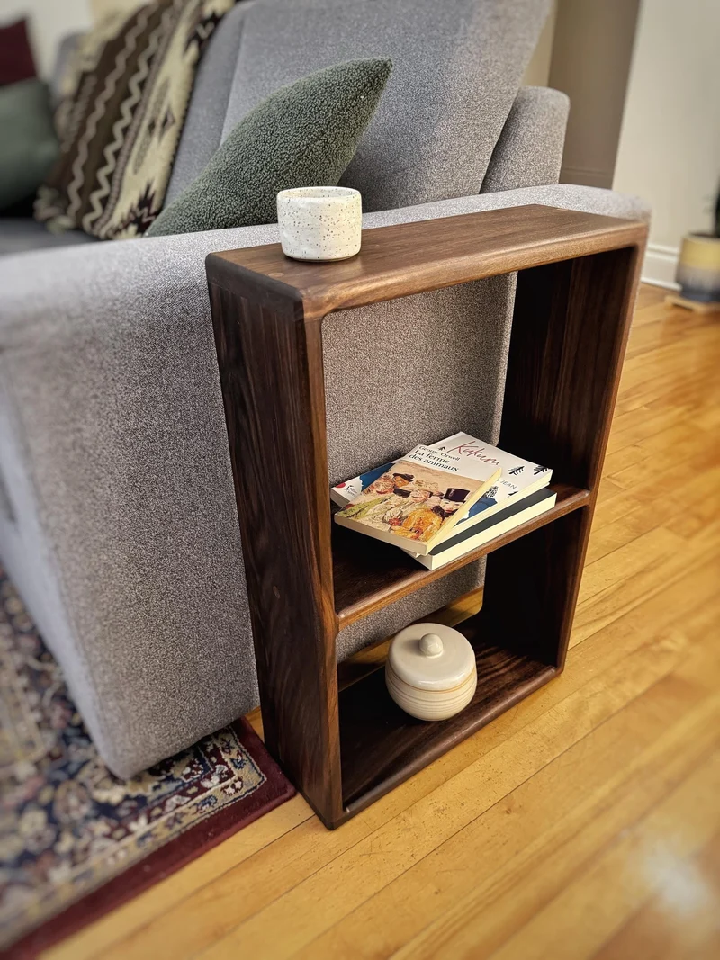 Handcrafted Black Walnut Bookcase – Mid-Century Modern Elegance
