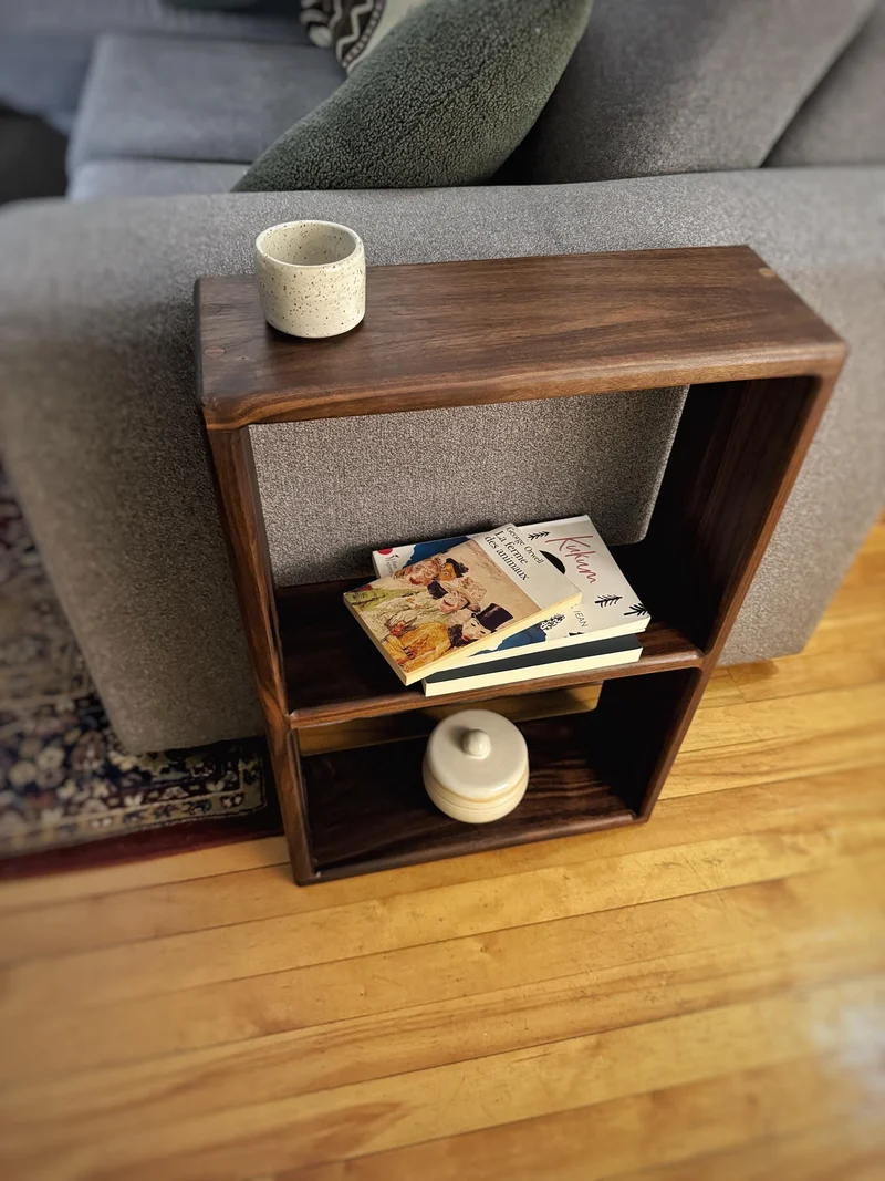Handcrafted Black Walnut Bookcase – Mid-Century Modern Elegance