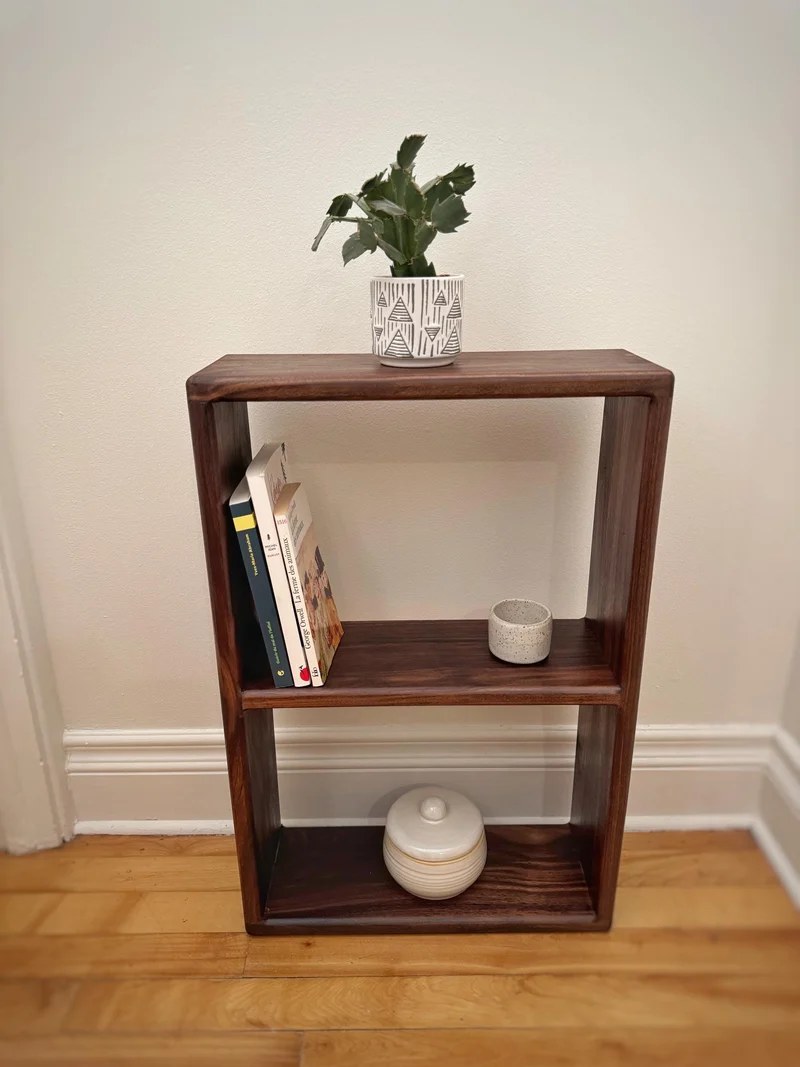 Handcrafted Black Walnut Bookcase – Mid-Century Modern Elegance