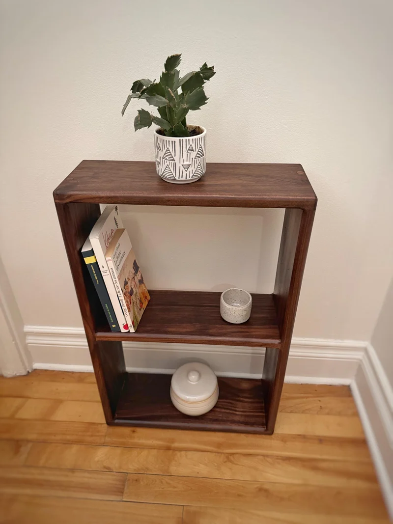 Handcrafted Black Walnut Bookcase – Mid-Century Modern Elegance