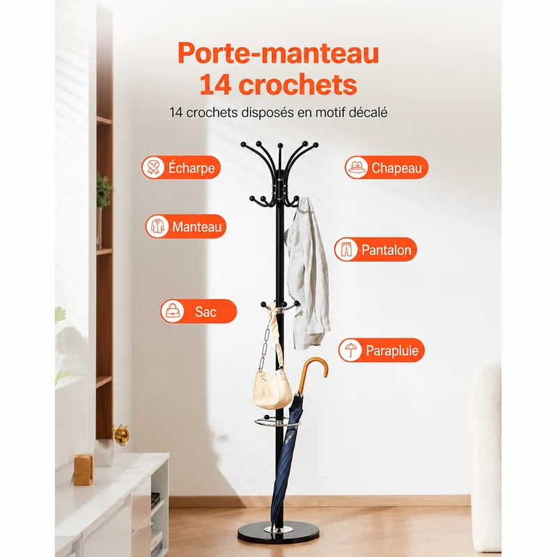 Porte manteau | Design Marbre 14 Crochets