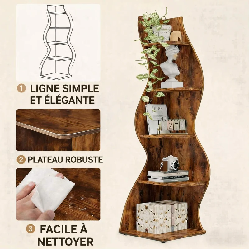 Étagère murale | Angle 5 niveaux ajustable jonc de mer