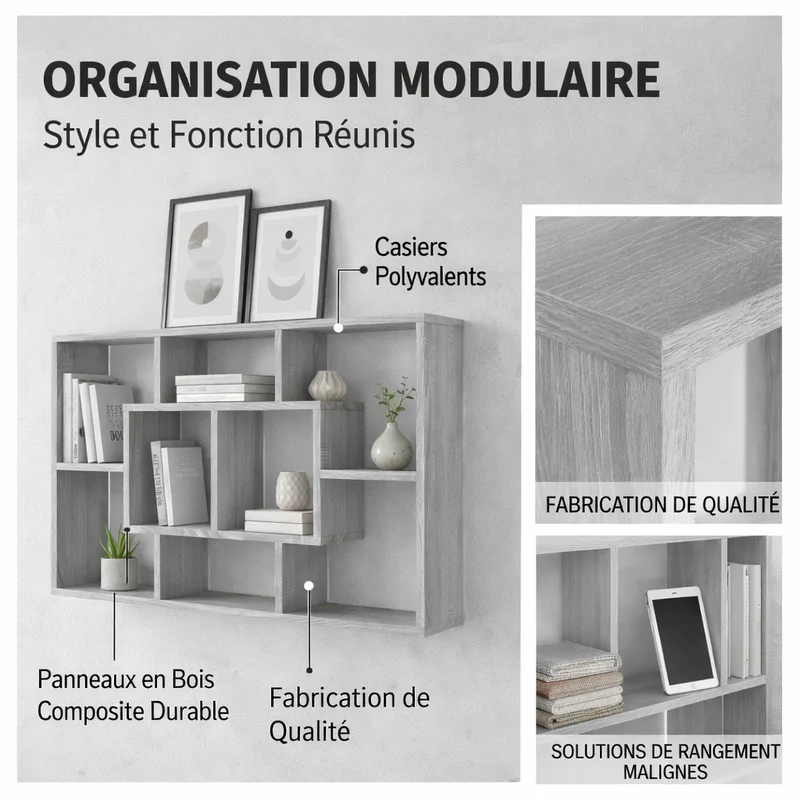 Étagères murales | Organiseur 8 compartiments
