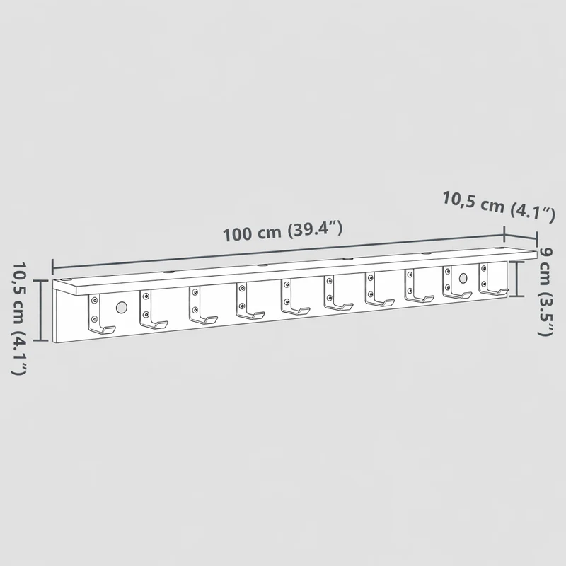 Patère porte manteau murale 100cm | Design bicolore