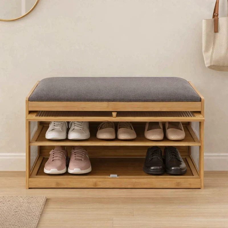 Banc de rangement | Bambou Naturel bois