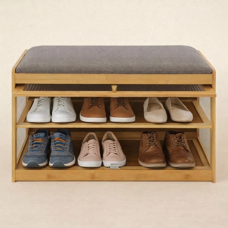 Banc de rangement | Bambou Naturel bois