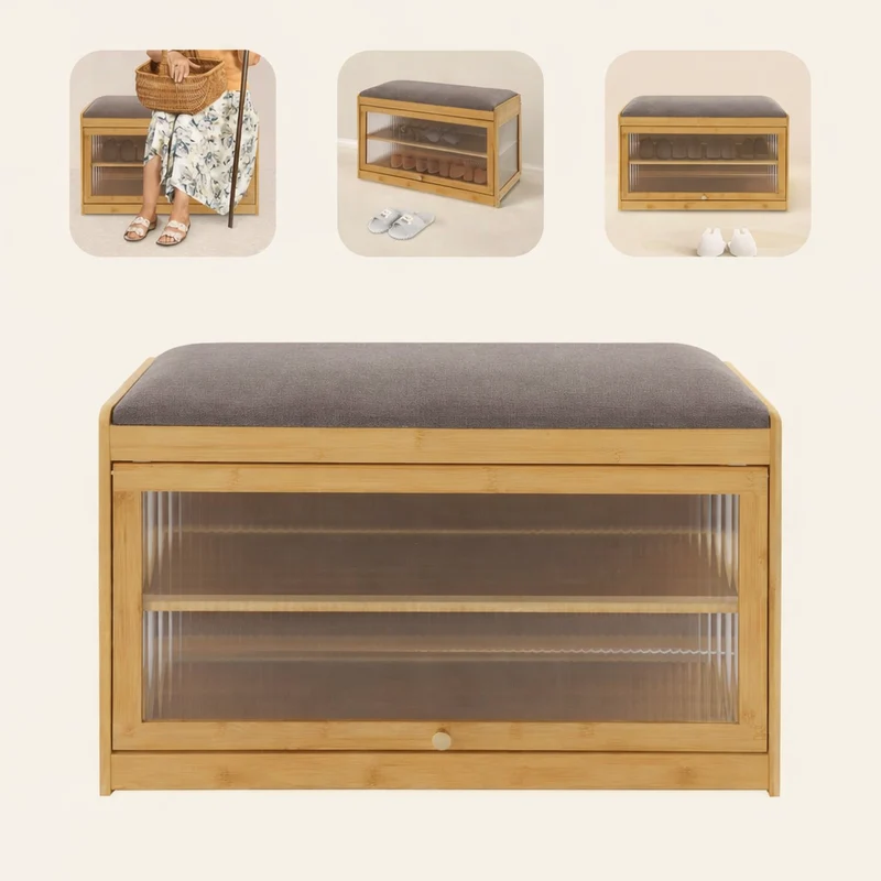 Banc de rangement | Bambou Naturel bois