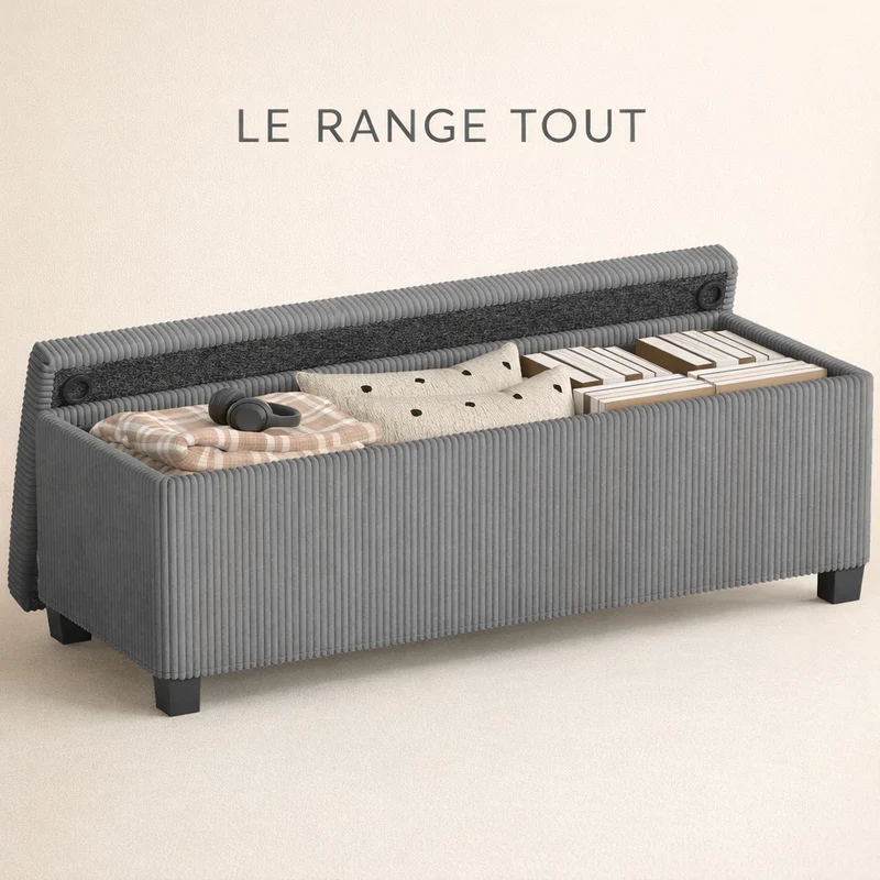 Banc de rangement | Velours Élégant