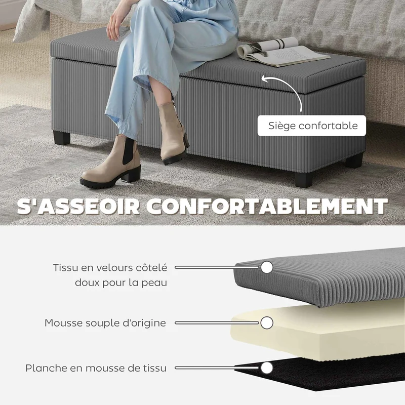 Banc de rangement | Velours Élégant