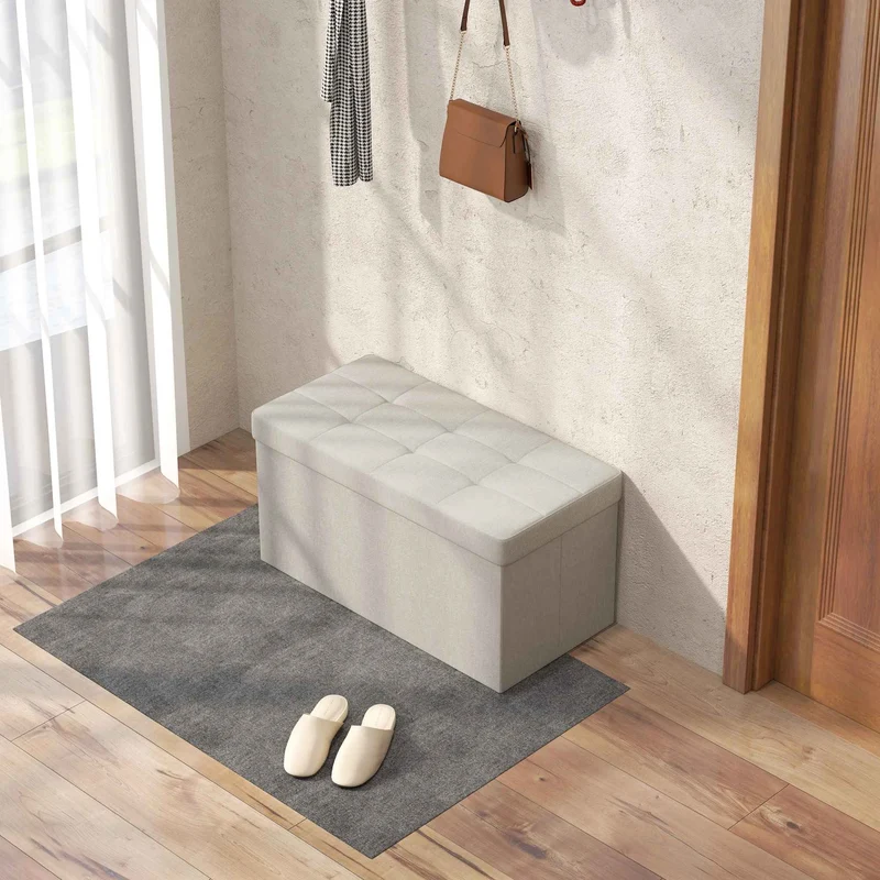 Banc de rangement pliable 84L | crème | Multifonction