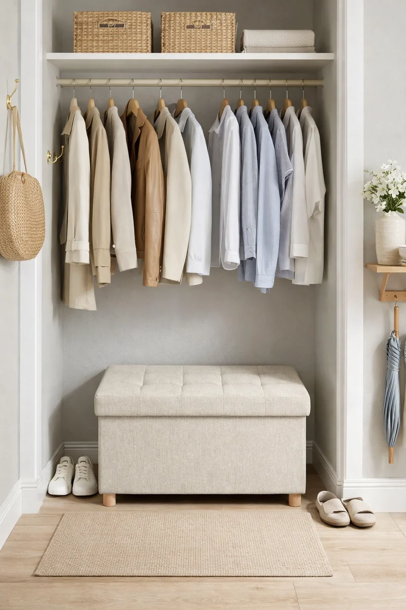 Banc de rangement pliable 84L | crème | Multifonction