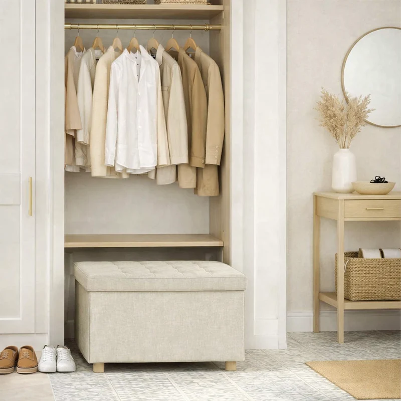 Banc de rangement pliable 84L | crème | Multifonction