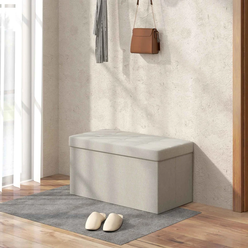 Banc de rangement pliable 84L | crème | Multifonction