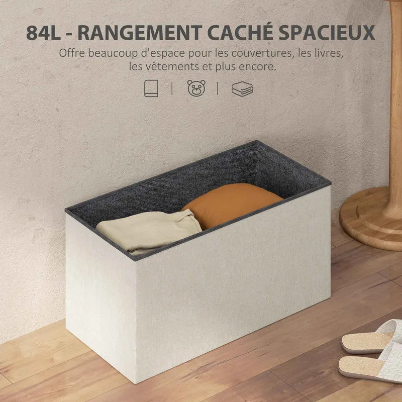 Banc de rangement pliable 84L | crème | Multifonction