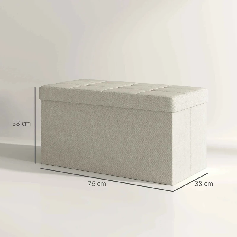 Banc de rangement pliable 84L | crème | Multifonction