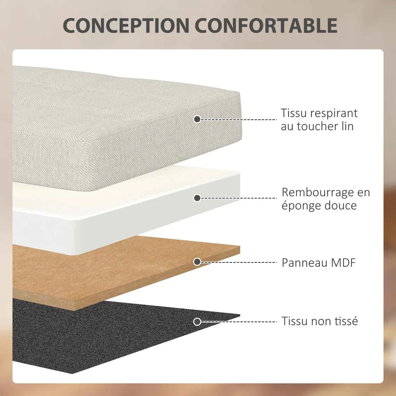 Banc de rangement pliable 84L | crème | Multifonction