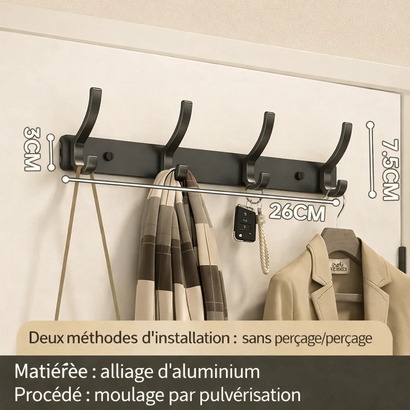 Patère mural | Sans Perçage Aluminium