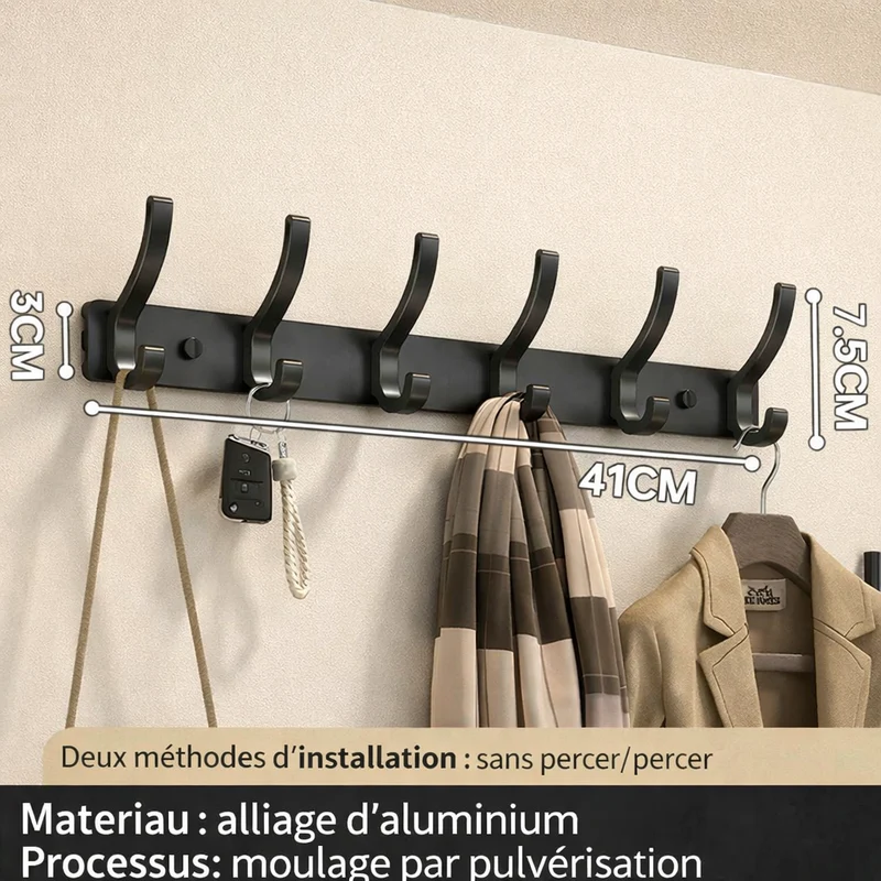 Patère mural | Sans Perçage Aluminium