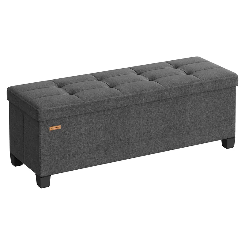 Banc Pouf de Rangement avec Pieds en Tissu Façon Lin