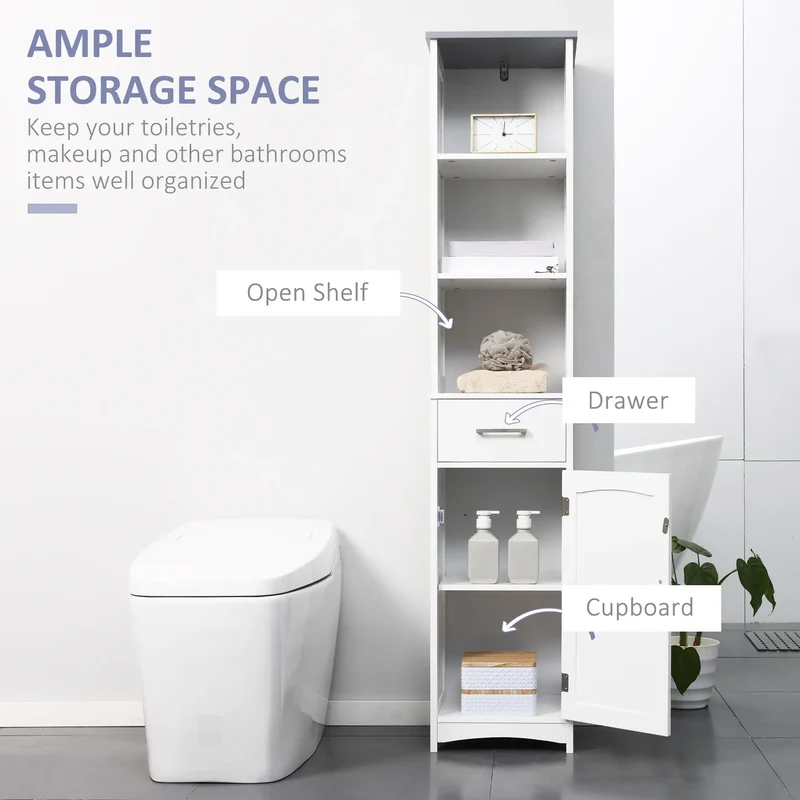 3-Piece Bathroom Set, Tall and Small Cabinets, Wall Mount Mirror, White