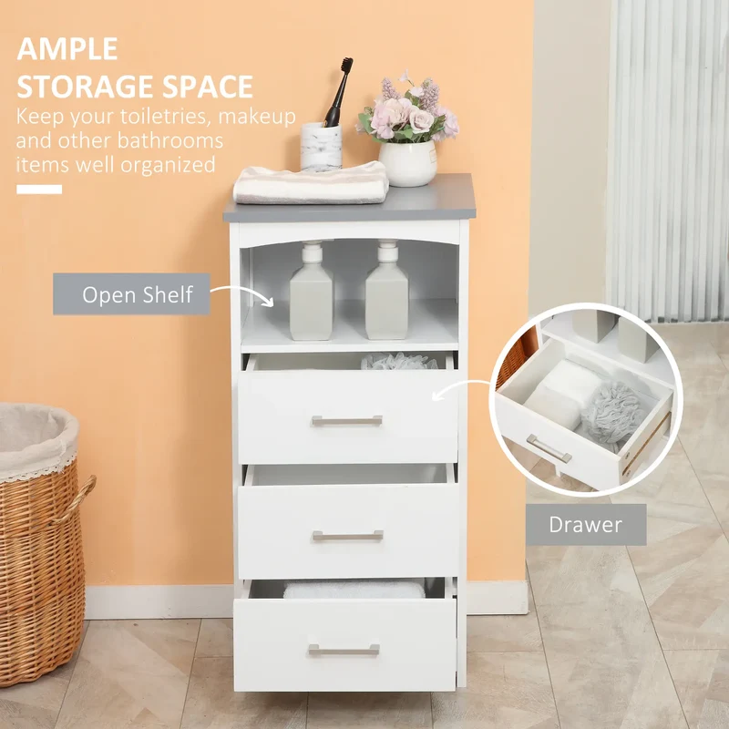 3-Piece Bathroom Set, Tall and Small Cabinets, Wall Mount Mirror, White