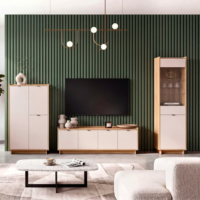 Buffet haut 3 portes Donna Cachemire et Bois