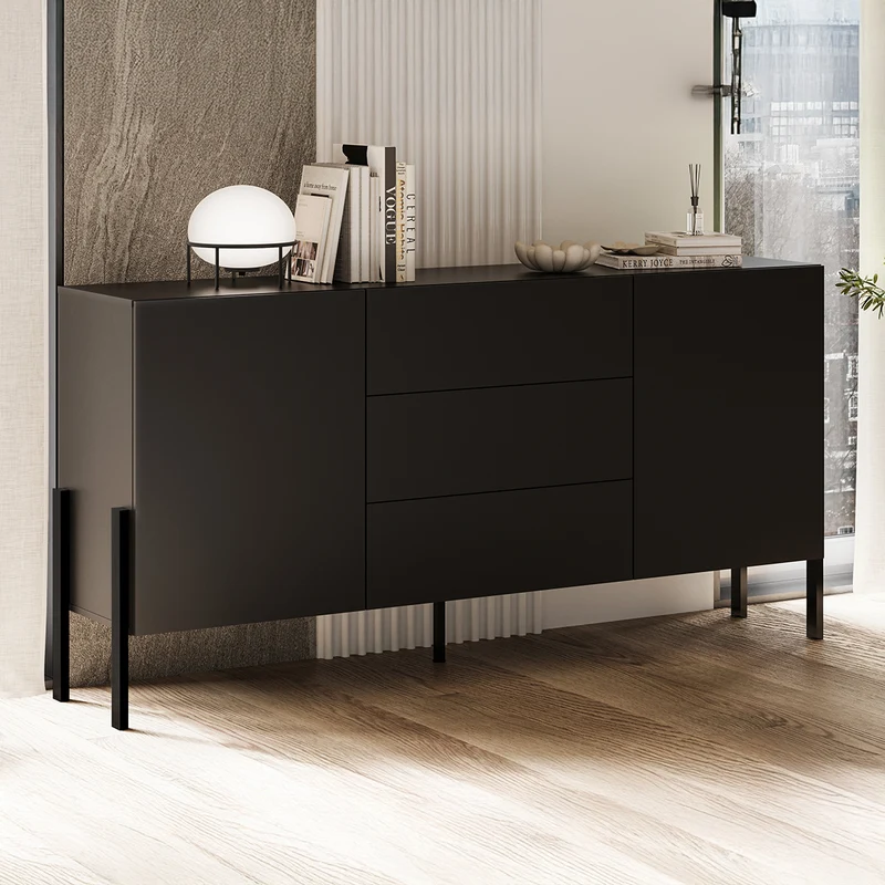 Buffet long 2 portes 3 tiroirs Bérénice Noir