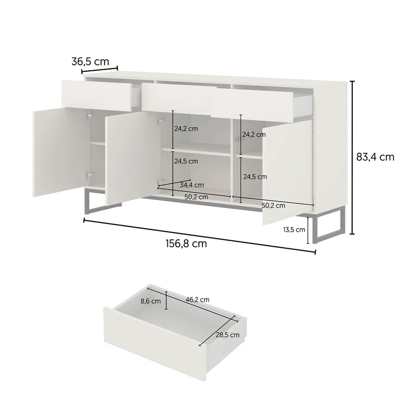 Buffet 3 portes 3 tiroirs Loa Vert