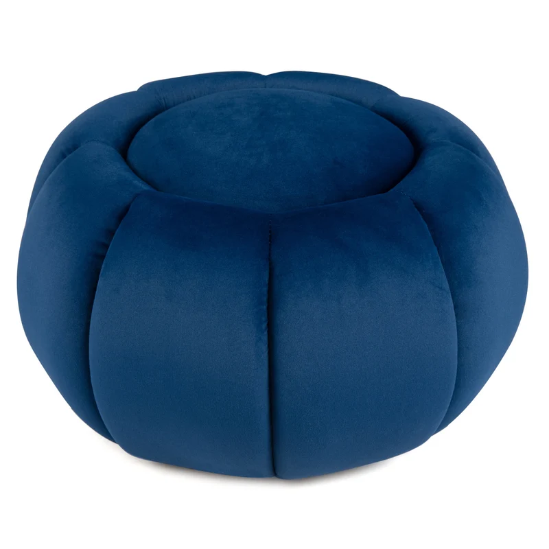Pumpkin Ottoman, Hidden Storage, Removable Lid, Blue