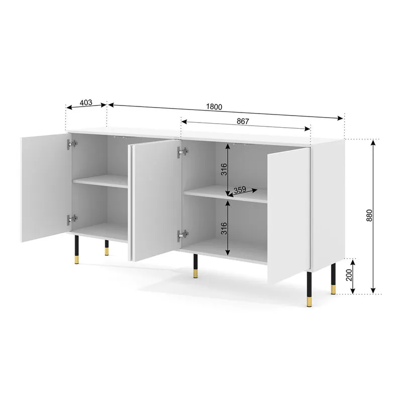 Buffet 4 portes Aglaé Blanc