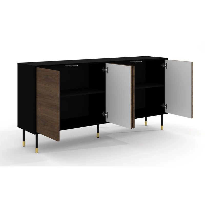 Buffet 4 portes Rani Bois et Noir