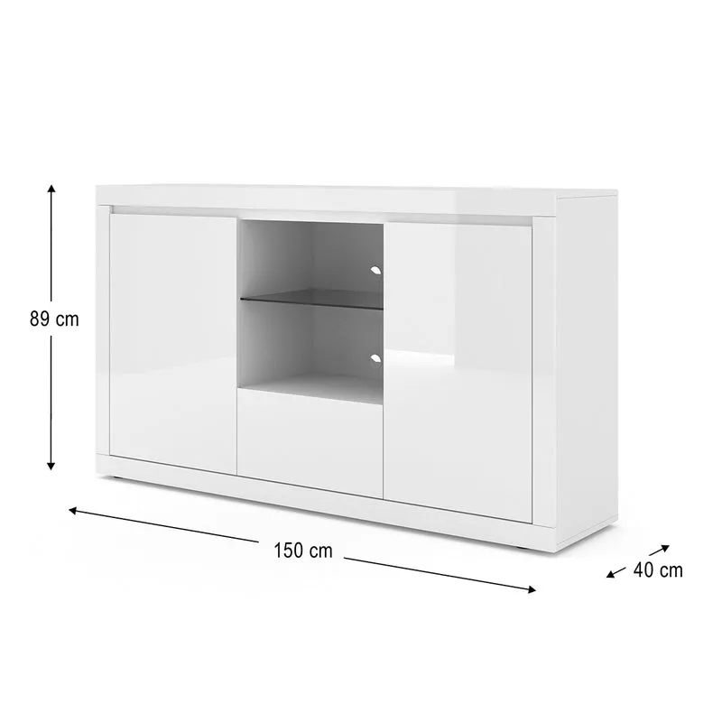 Buffet 2 portes 1 tiroir Olia Blanc