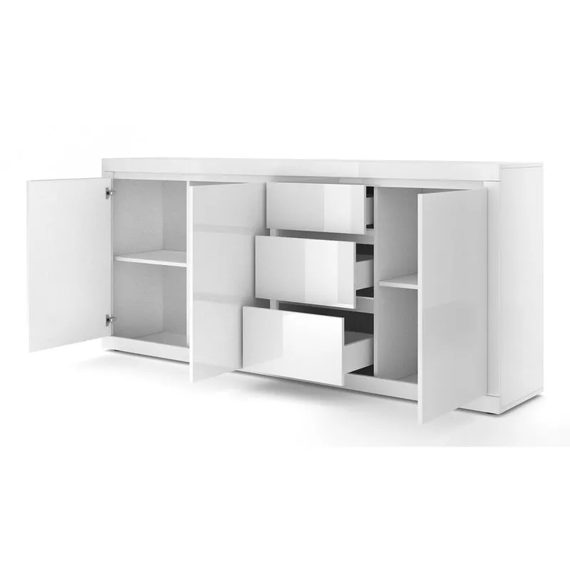Buffet 3 portes 3 tiroirs Olia Blanc