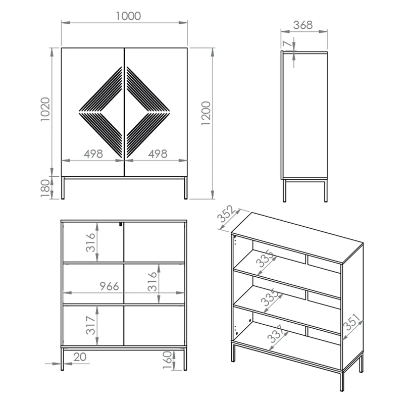 Buffet haut 2 portes Aura Blanc