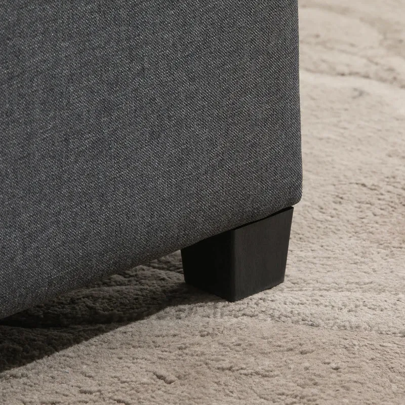 Tufted Storage Ottoman, Accent Bench Seat, Footrest Stool, Dark Grey, Dark Grey