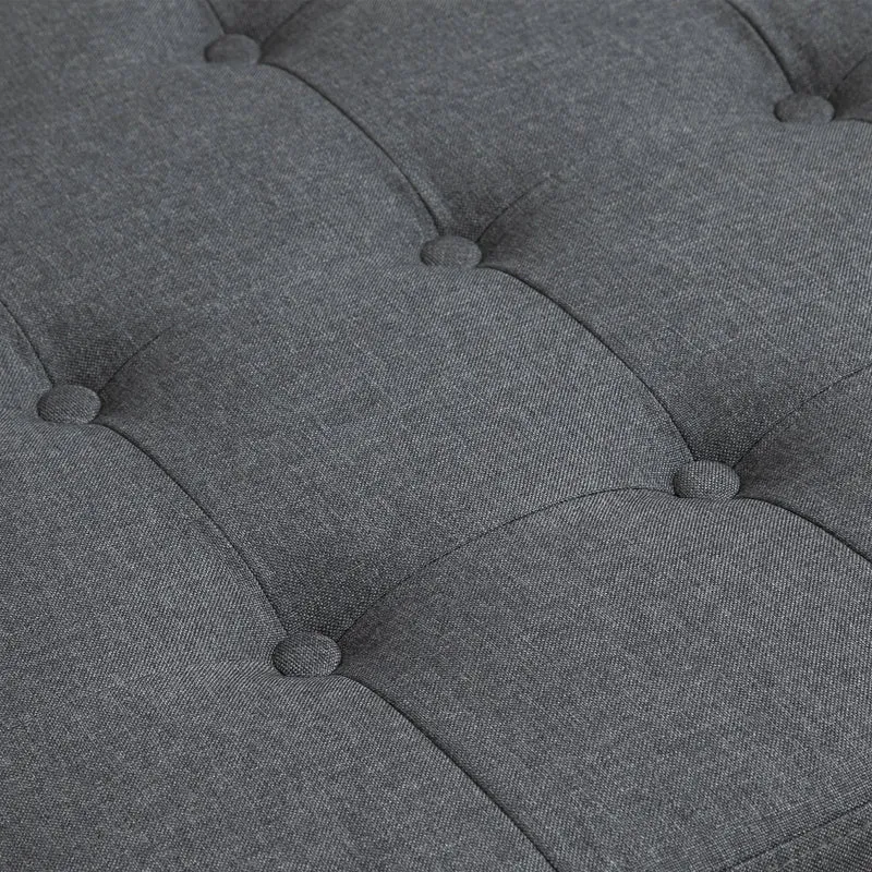 Tufted Storage Ottoman, Accent Bench Seat, Footrest Stool, Dark Grey, Dark Grey