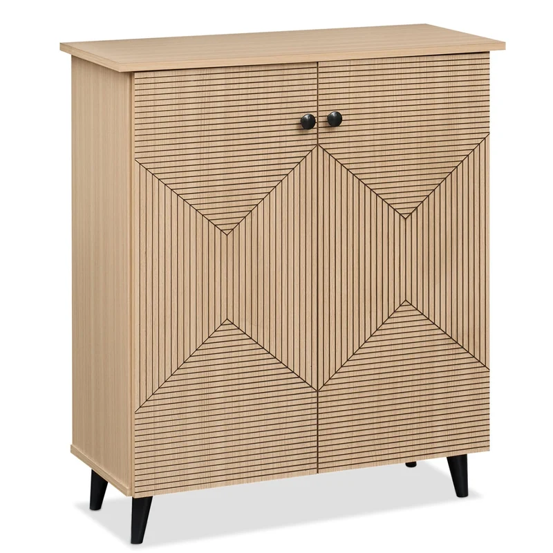 Geometric 2-Door Cabinet, Natural