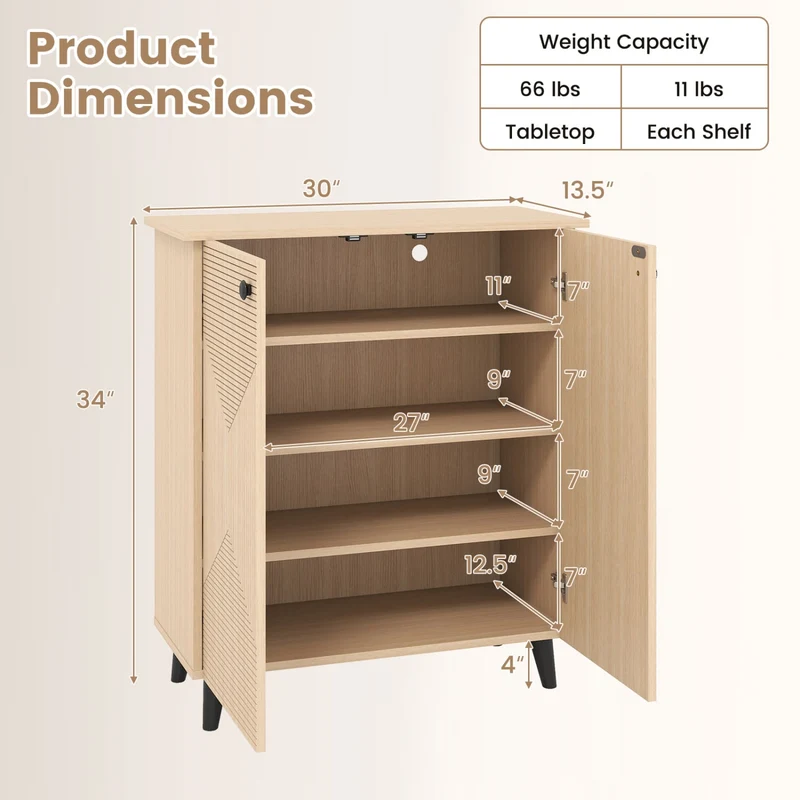 Geometric 2-Door Cabinet, Natural