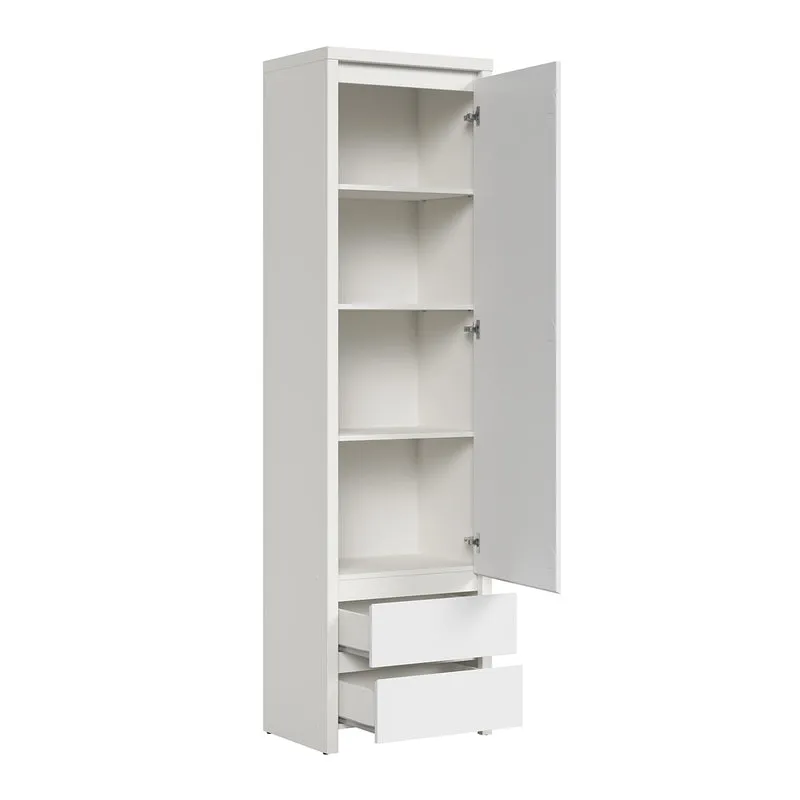 Armoire colonne 1 porte 2 tiroirs Soren Blanc