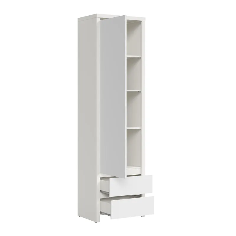 Armoire colonne 1 porte 2 tiroirs Soren Blanc