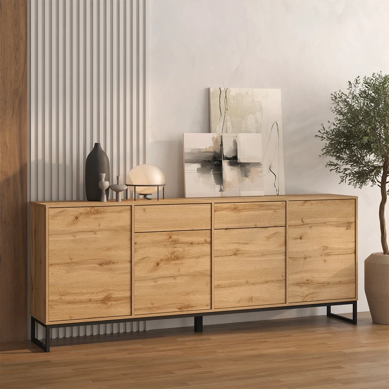 Buffet 4 portes 2 tiroirs Loa Bois