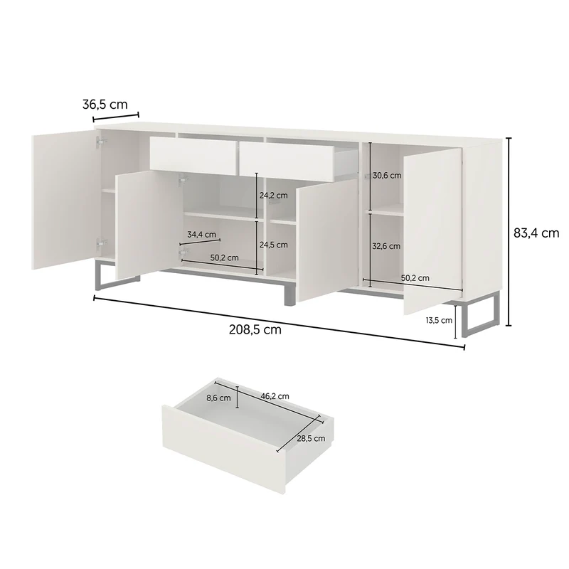 Buffet 4 portes 2 tiroirs Loa Vert