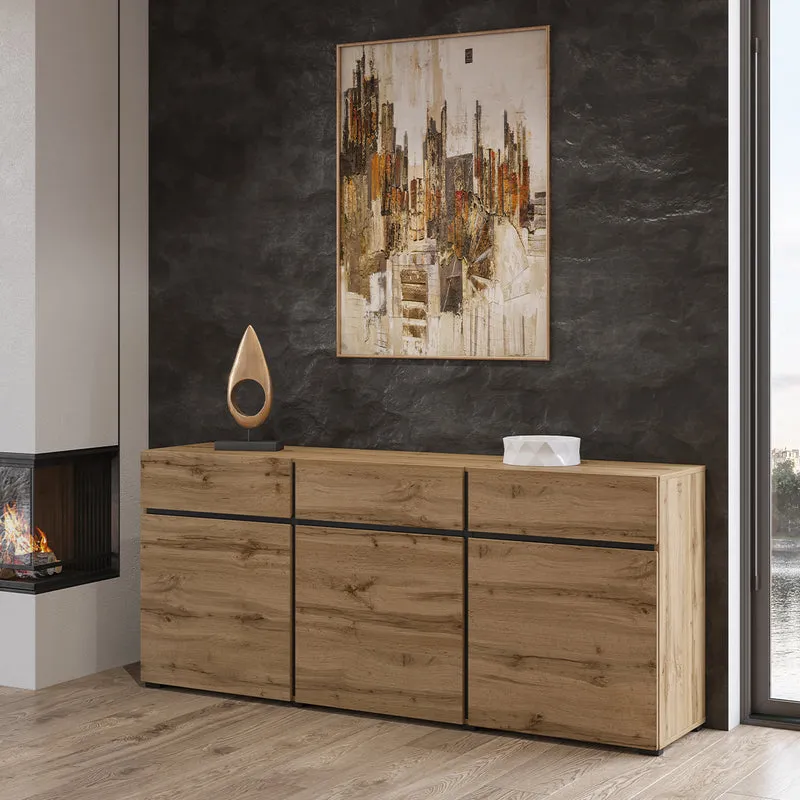 Buffet 3 portes 3 tiroirs Lilia Bois