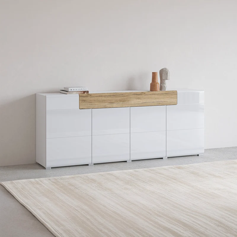 Buffet 4 portes 1 tiroir Jules Blanc et Bois