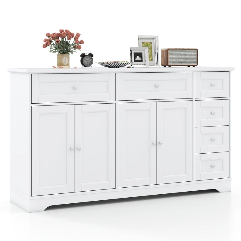 Buffet Sideboard 59" Coffee Bar Console Table, White