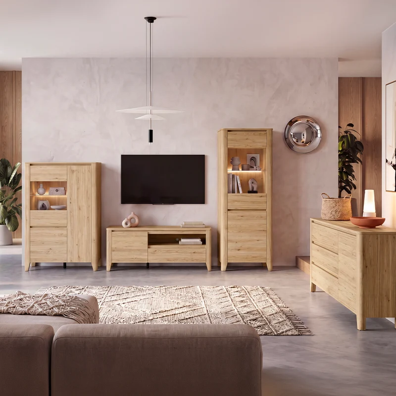 Commode 3 tiroirs 1 porte Samara Bois