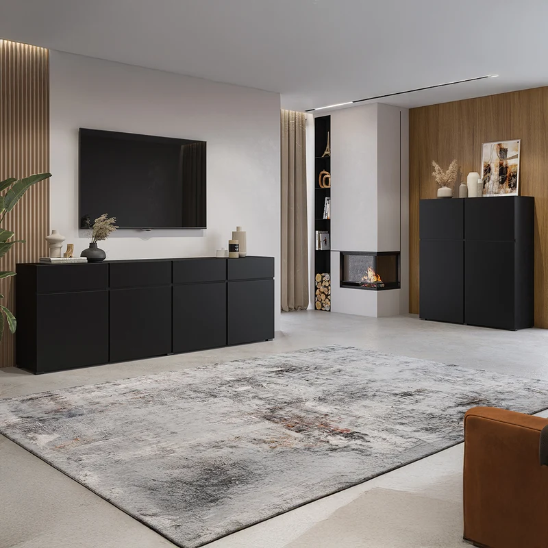 Buffet haut 4 portes Lilia Noir