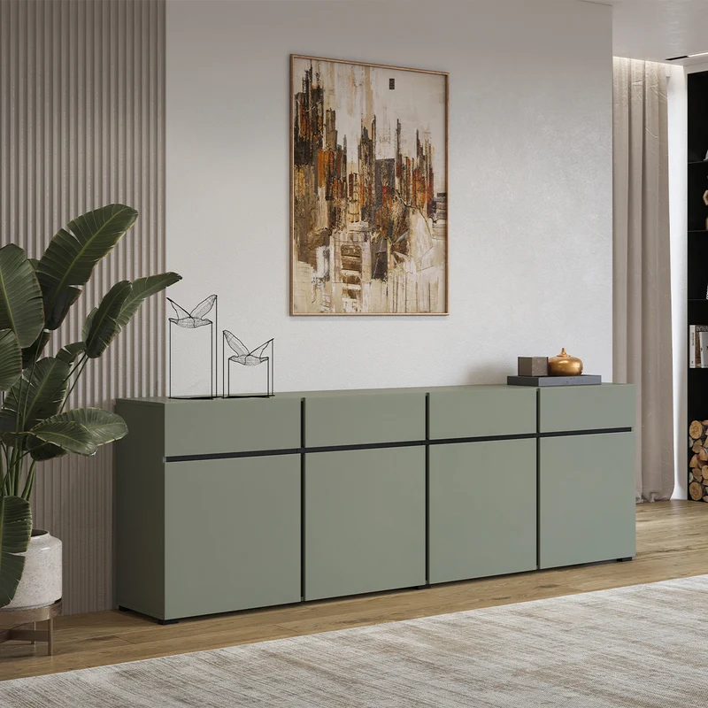 Buffet 4 portes 4 tiroirs Lilia Vert