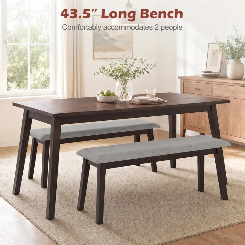 43.5 Inch Upholstered Entryway Bench, Gray