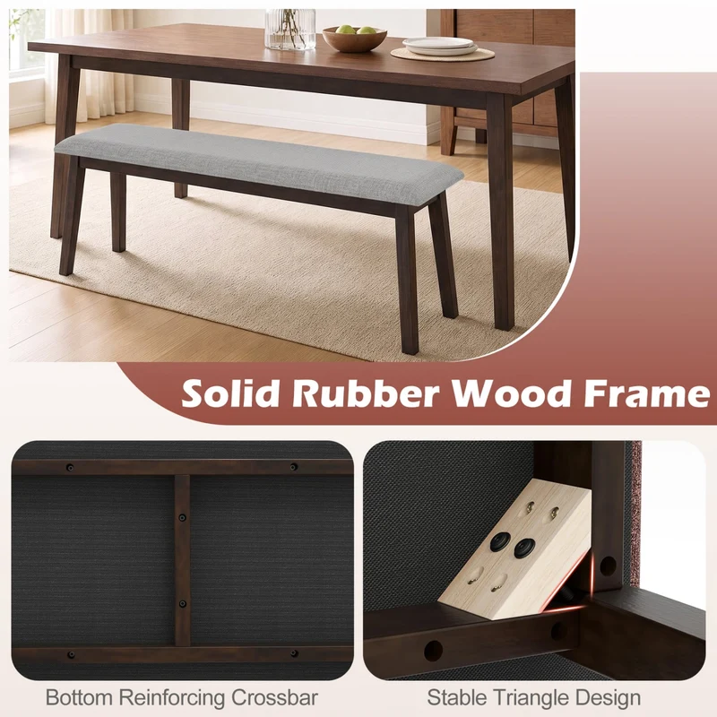 43.5 Inch Upholstered Entryway Bench, Gray